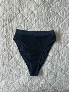 L Space Frenchi Bitsy Cut Black Ribbed Bikini Bottom Size Small